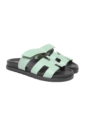 Hermes Vert Jade Epsom Chypre Sandals Size 37