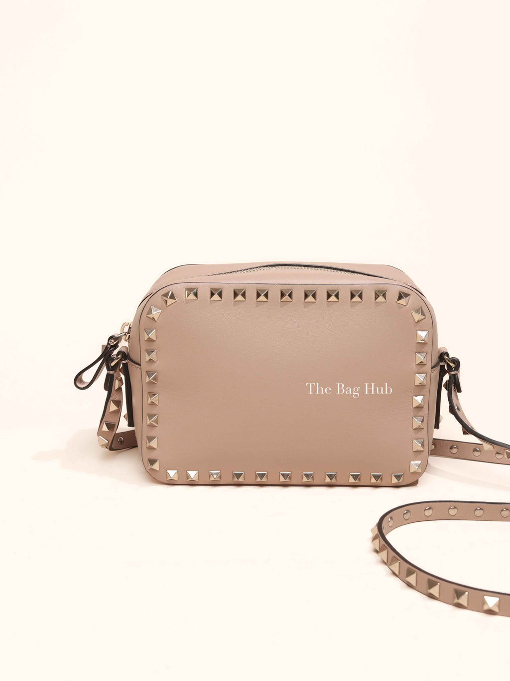 Valentino Beige Leather Rockstud Camera Bag