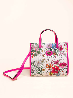 Gucci Pink/Multicolor Floral Canvas Small Tote Bag