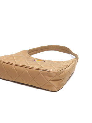 Prada Tabacco Nylon Tessuto Re-Edition Hobo Pochette Bag