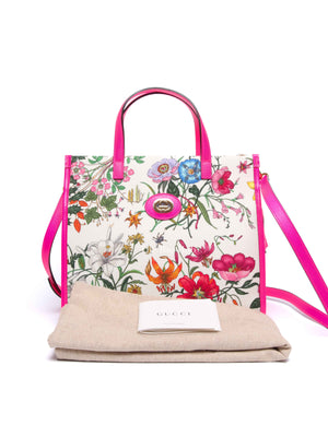Gucci Pink/Multicolor Floral Canvas Small Tote Bag