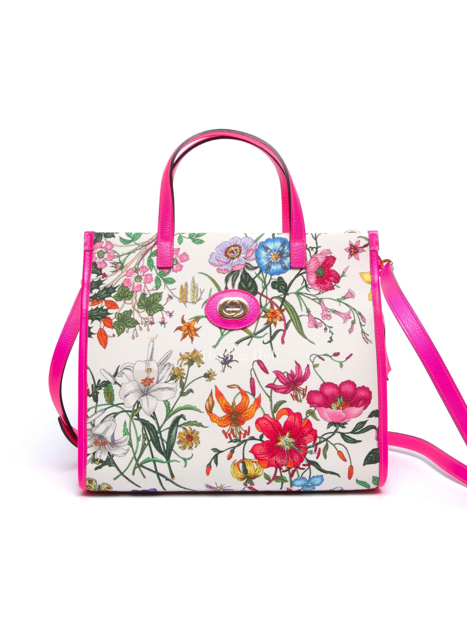 Gucci Pink/Multicolor Floral Canvas Small Tote Bag