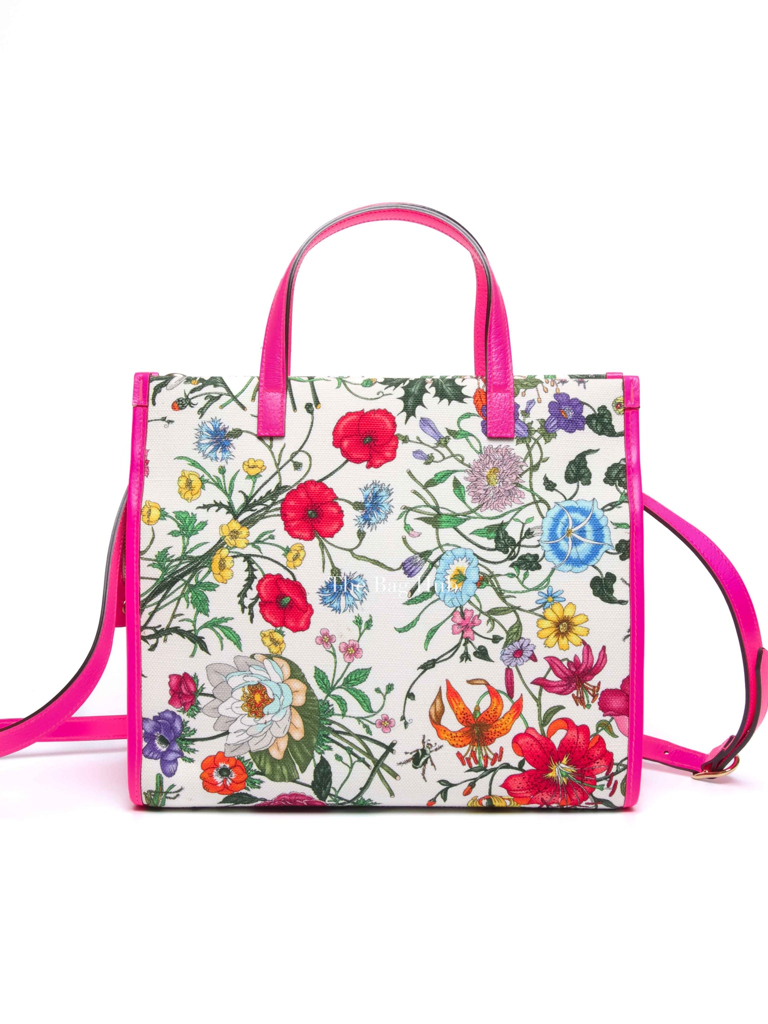 Gucci Pink/Multicolor Floral Canvas Small Tote Bag