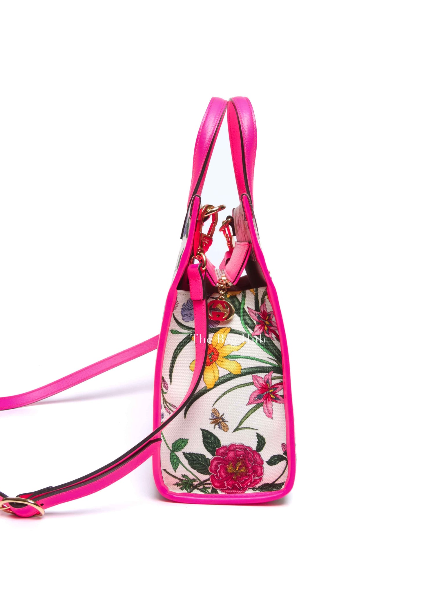 Gucci Pink/Multicolor Floral Canvas Small Tote Bag