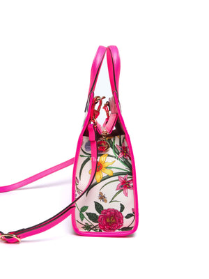 Gucci Pink/Multicolor Floral Canvas Small Tote Bag