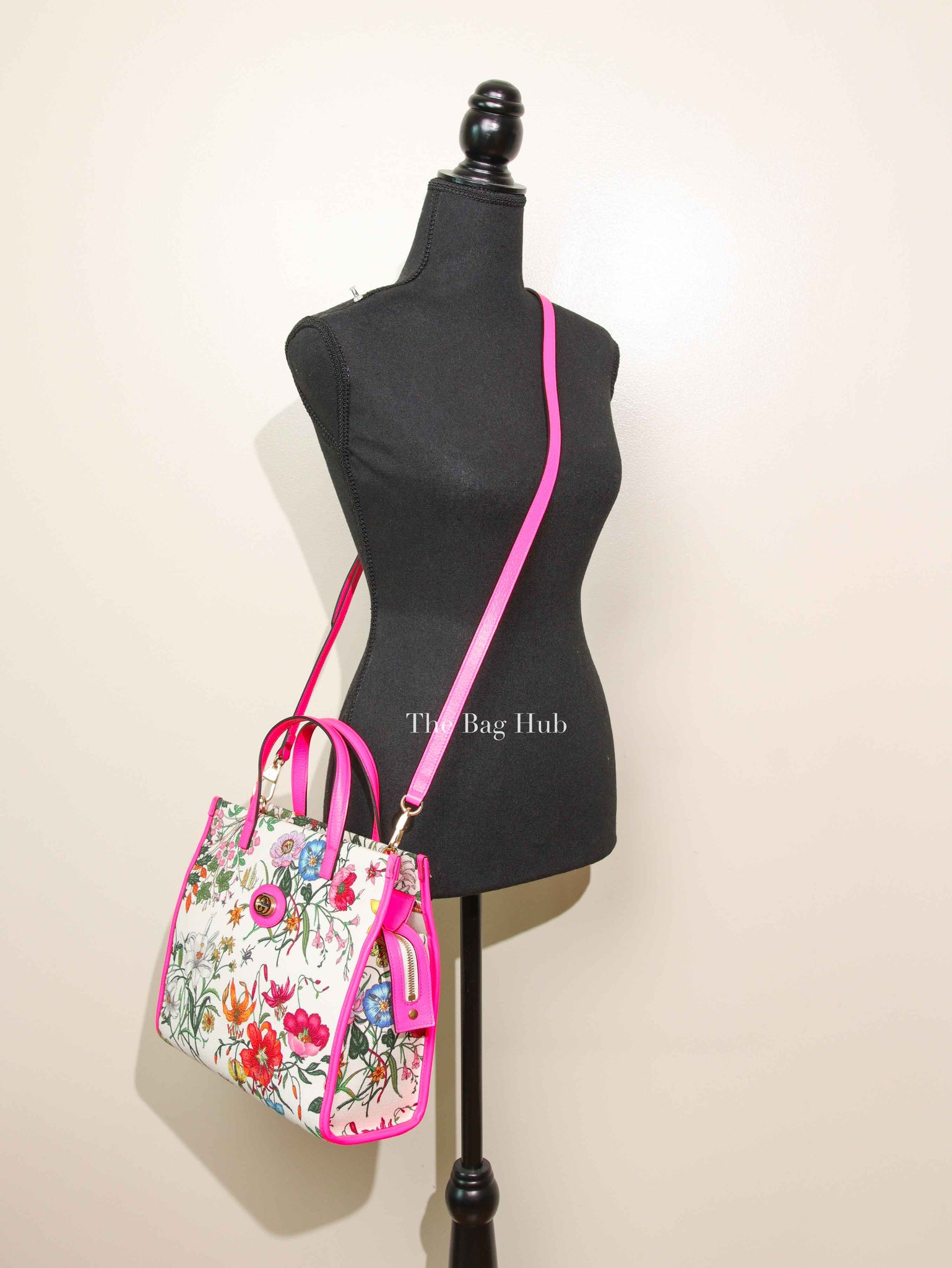 Gucci Pink/Multicolor Floral Canvas Small Tote Bag