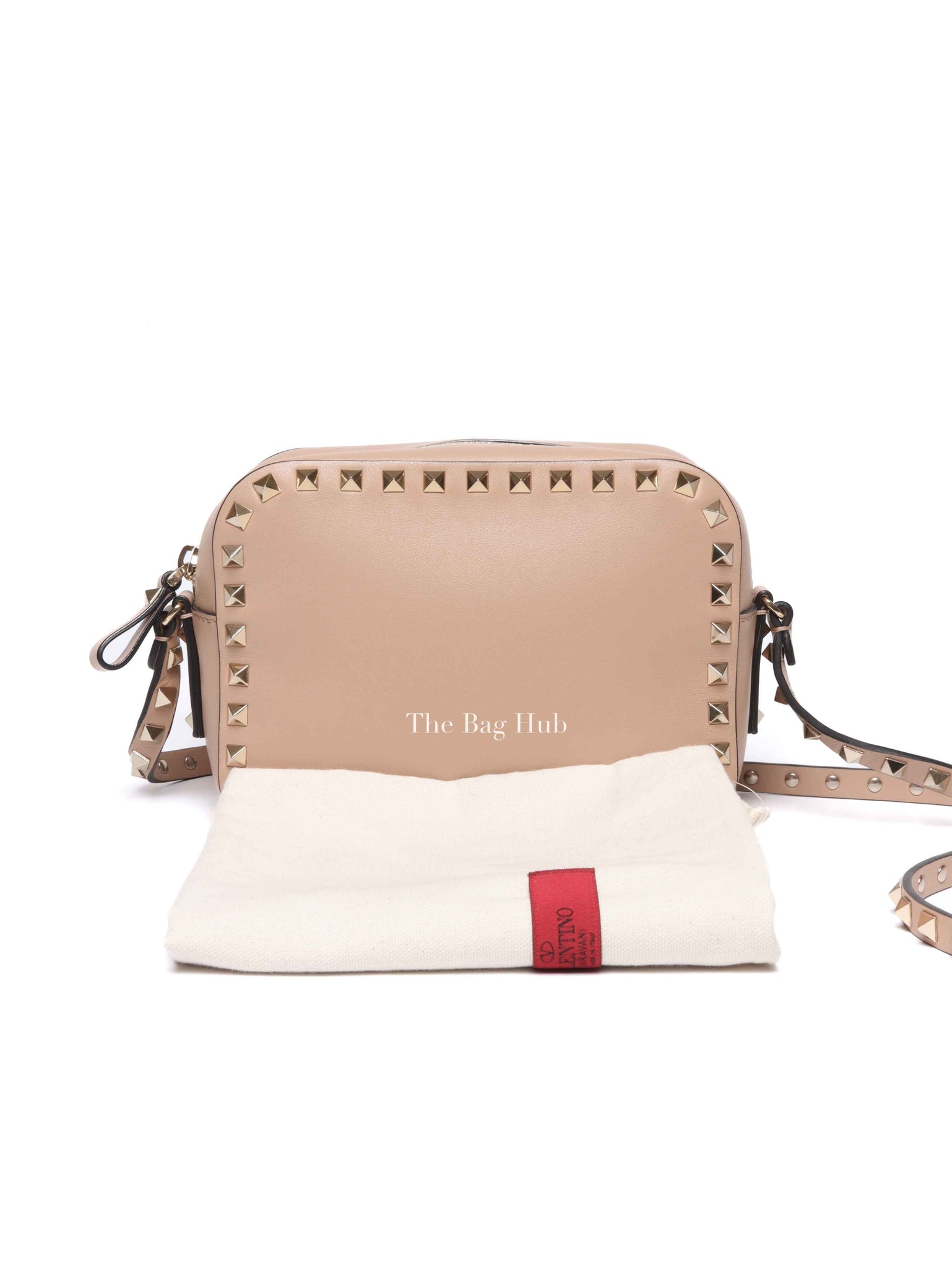 Valentino Beige Leather Rockstud Camera Bag