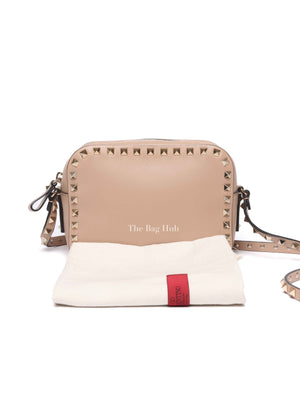 Valentino Beige Leather Rockstud Camera Bag