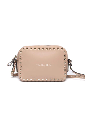 Valentino Beige Leather Rockstud Camera Bag