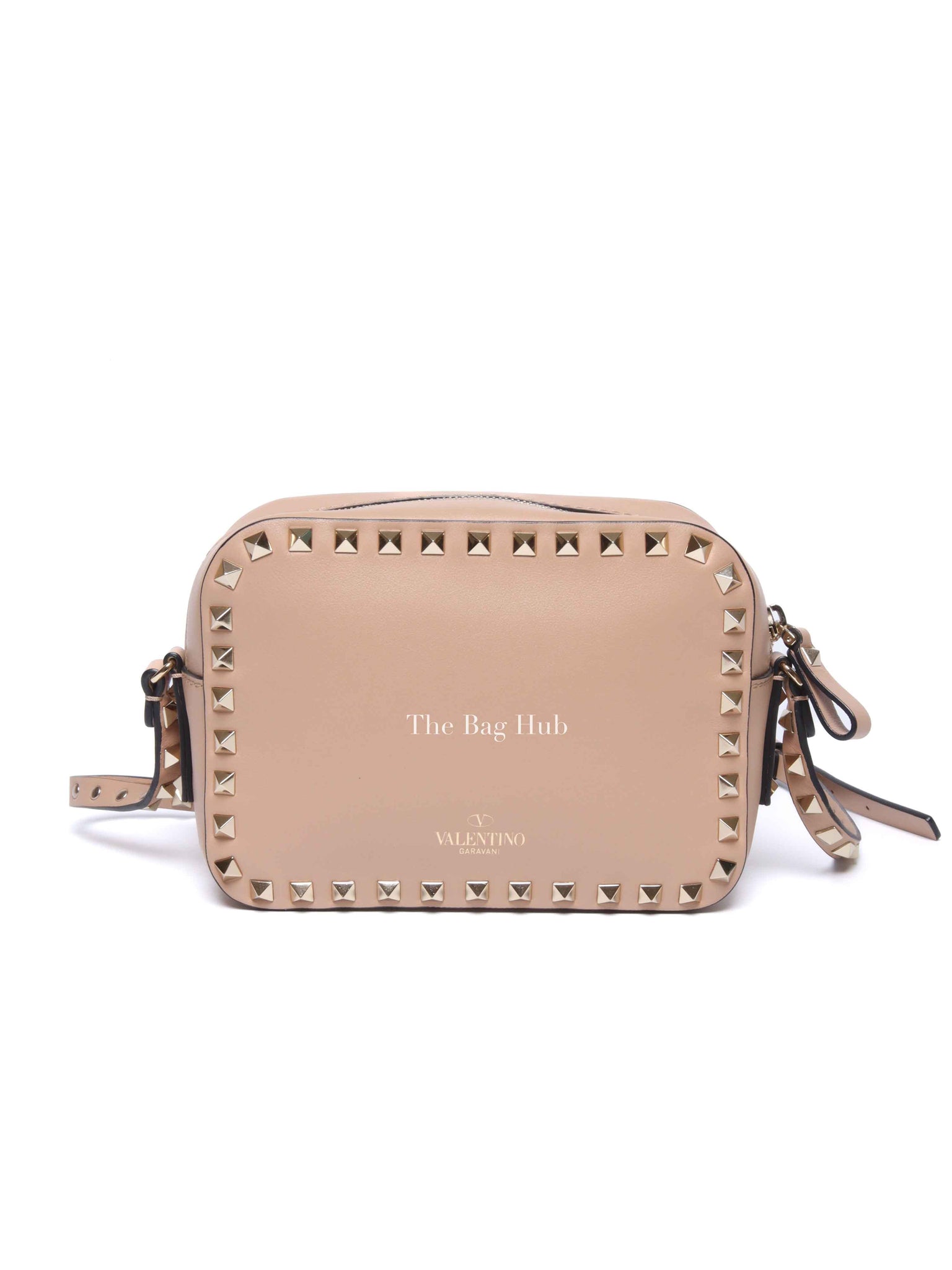 Valentino Beige Leather Rockstud Camera Bag