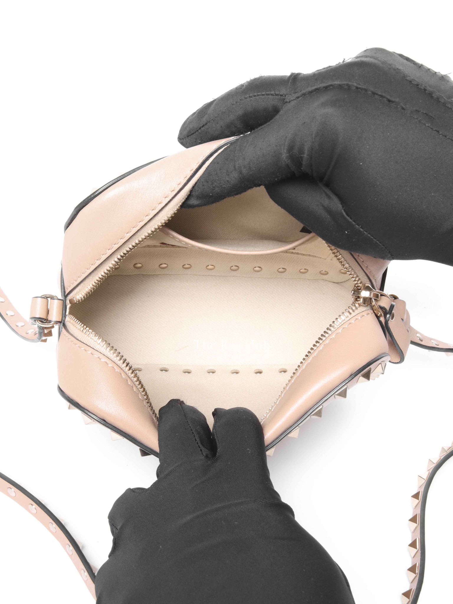 Valentino Beige Leather Rockstud Camera Bag