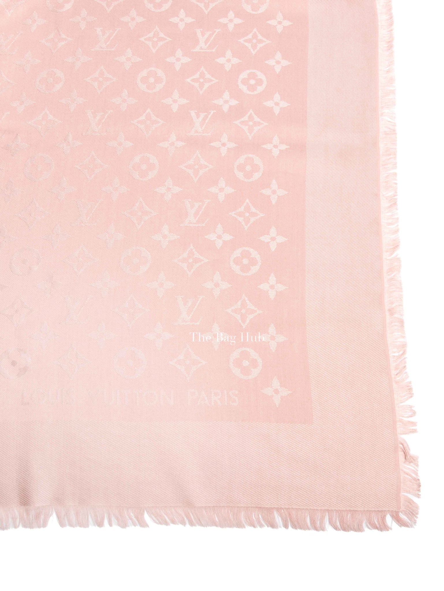 Louis Vuitton Pink Silk/Wool Monogram Shawl Scarf