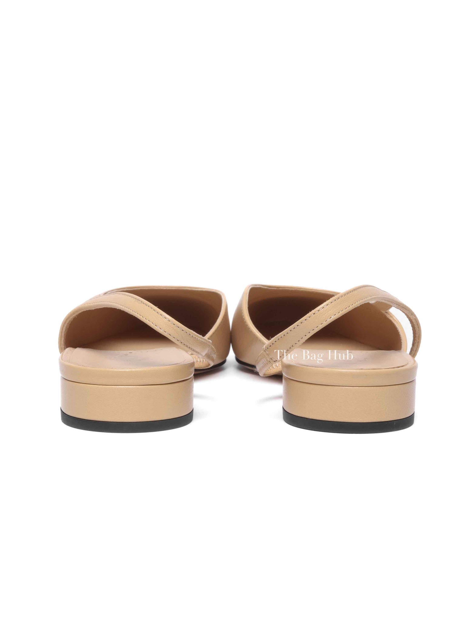 Chanel Black/Beige Leather Coco Slingback Flats Size 38C