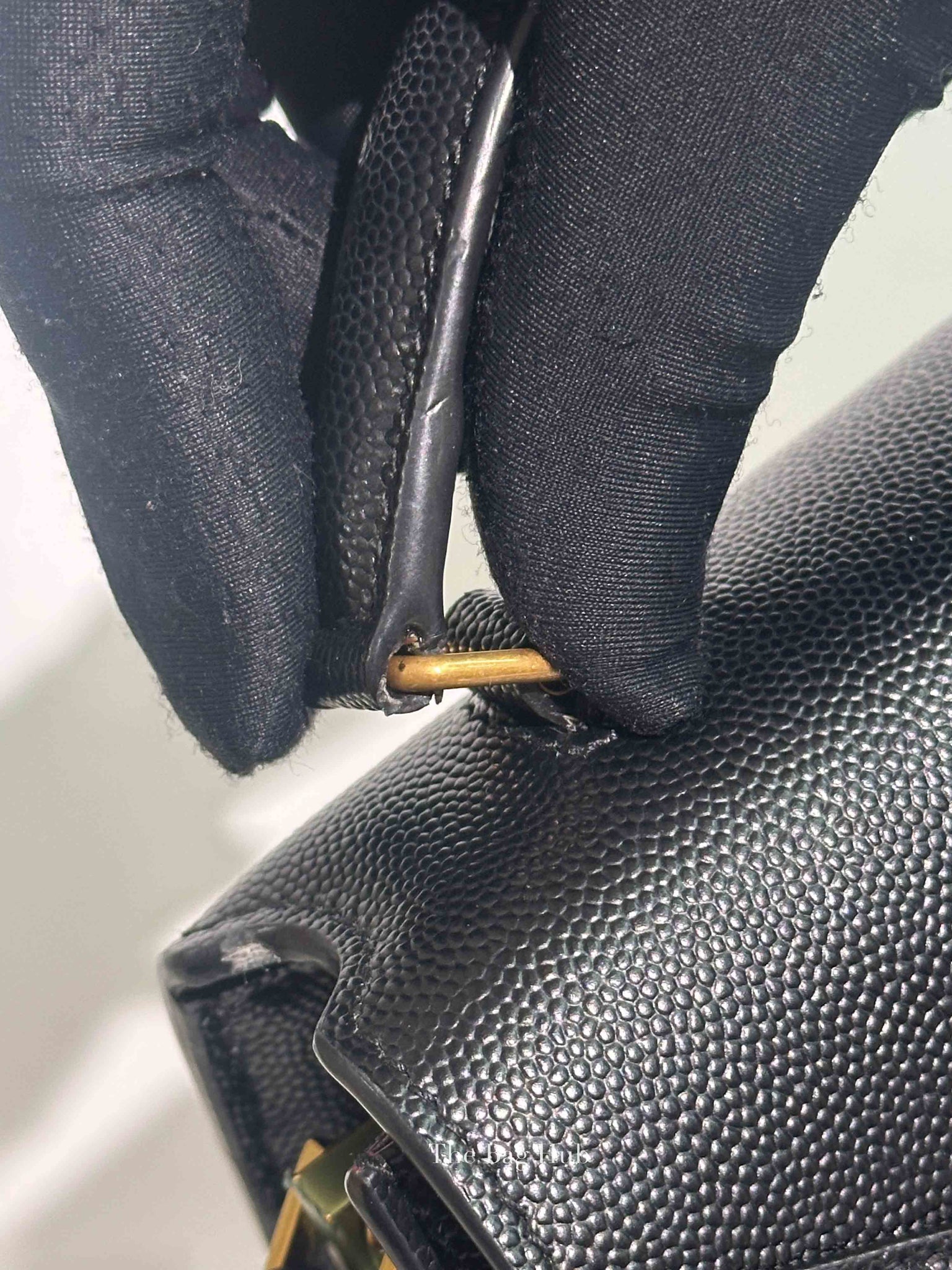 Saint Laurent Black Grain De Poudre Leather Mini Classic Monogram Cassandra Top Handle Bag