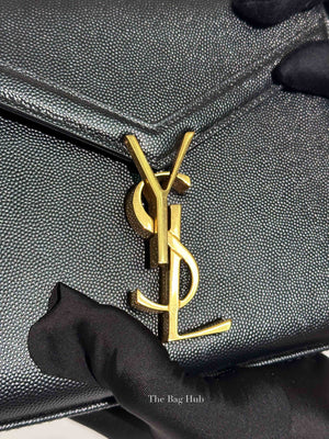 Saint Laurent Black Grain De Poudre Leather Mini Classic Monogram Cassandra Top Handle Bag