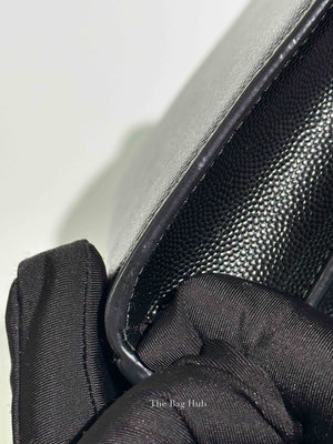 Saint Laurent Black Grain De Poudre Leather Mini Classic Monogram Cassandra Top Handle Bag