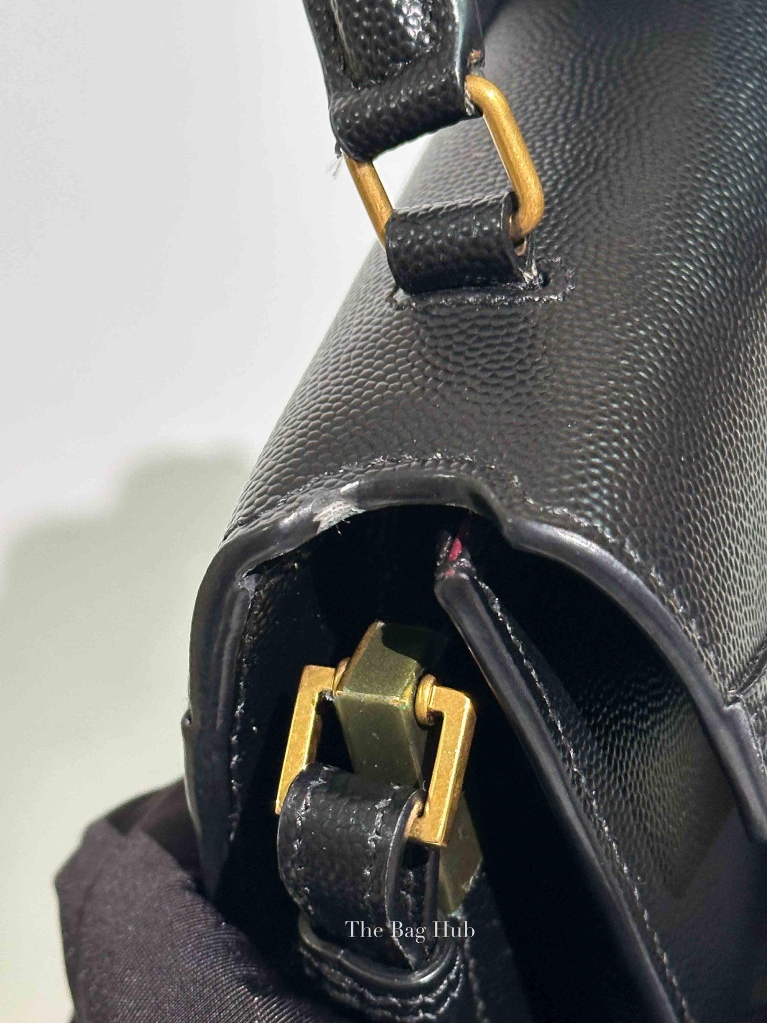 Saint Laurent Black Grain De Poudre Leather Mini Classic Monogram Cassandra Top Handle Bag
