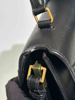 Saint Laurent Black Grain De Poudre Leather Mini Classic Monogram Cassandra Top Handle Bag