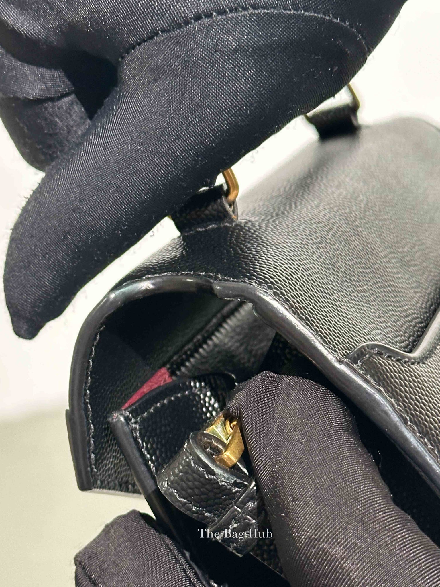 Saint Laurent Black Grain De Poudre Leather Mini Classic Monogram Cassandra Top Handle Bag