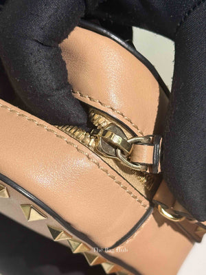 Valentino Beige Leather Rockstud Camera Bag
