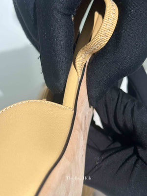 Chanel Black/Beige Leather Coco Slingback Flats Size 38C