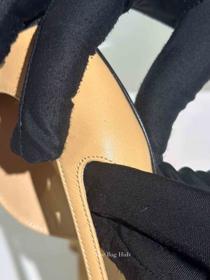 Chanel Black/Beige Leather Coco Slingback Flats Size 38C