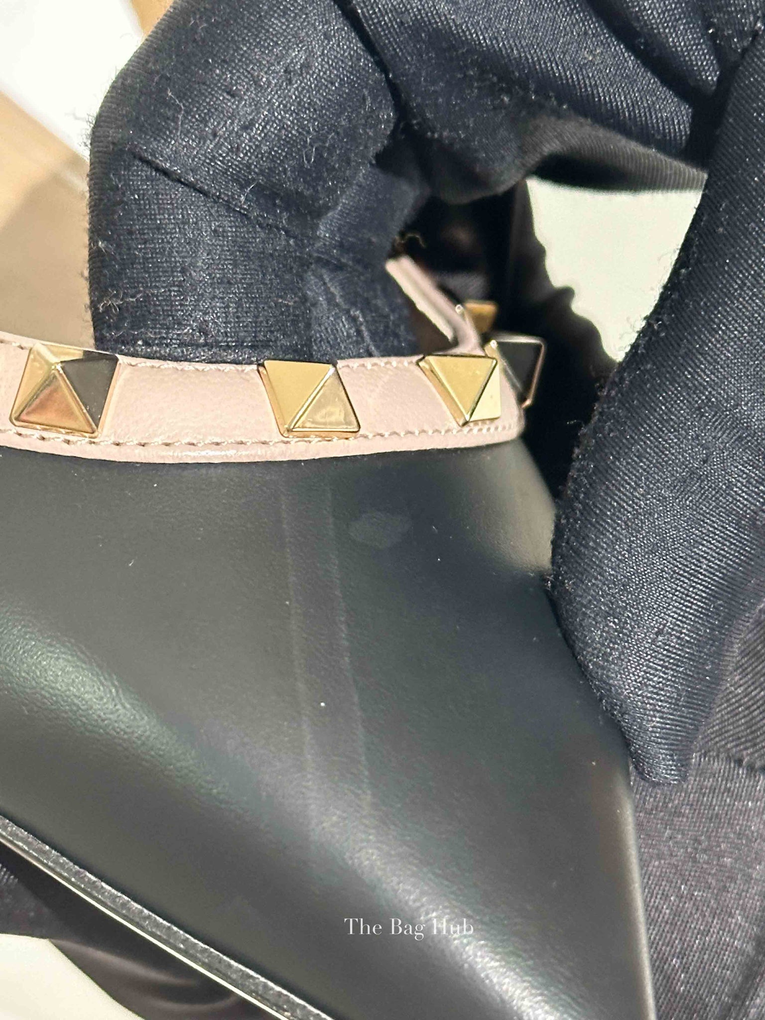 Valentino Garavani Black/Beige Leather Rockstud Ballerina Slingback Flats Size 37.5