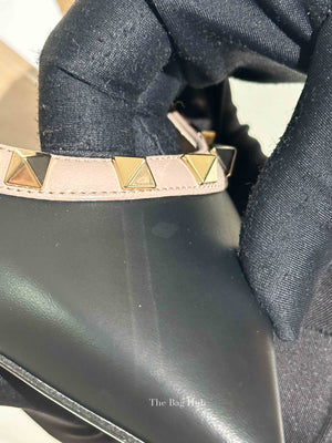 Valentino Garavani Black/Beige Leather Rockstud Ballerina Slingback Flats Size 37.5