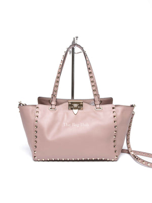 Valentino Garavani Poudre Leather Rockstud Small Trapeze Bag GHW