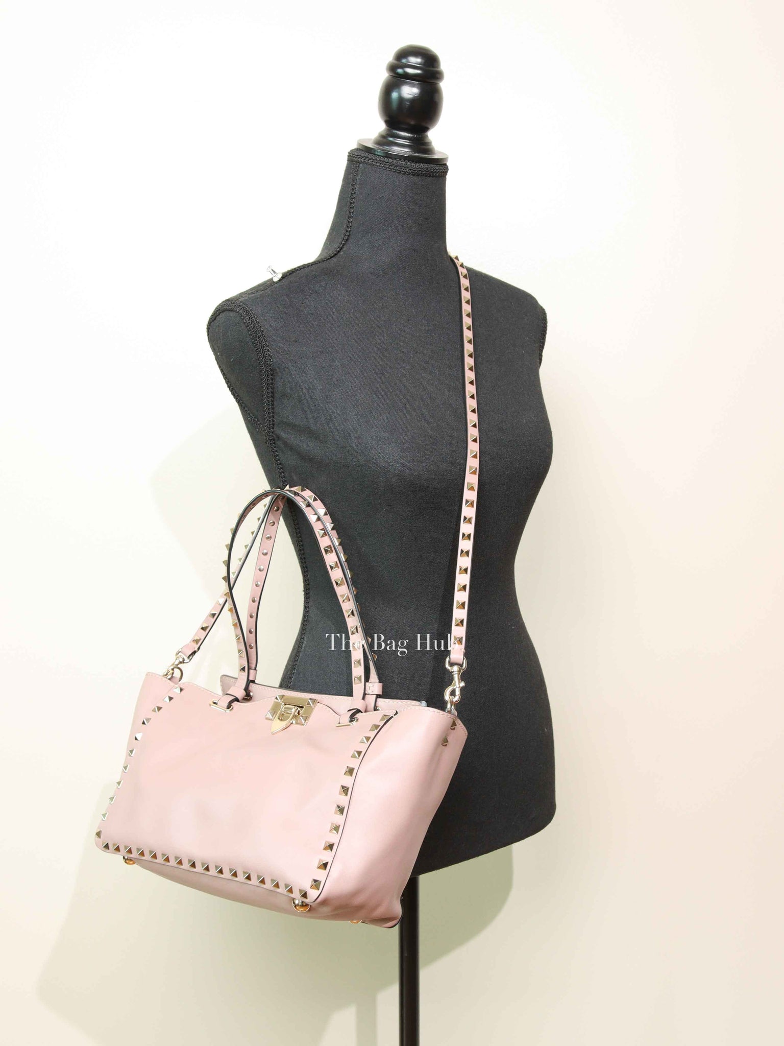 Valentino Garavani Poudre Leather Rockstud Small Trapeze Bag GHW