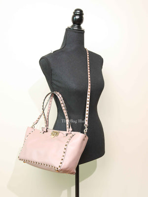 Valentino Garavani Poudre Leather Rockstud Small Trapeze Bag GHW