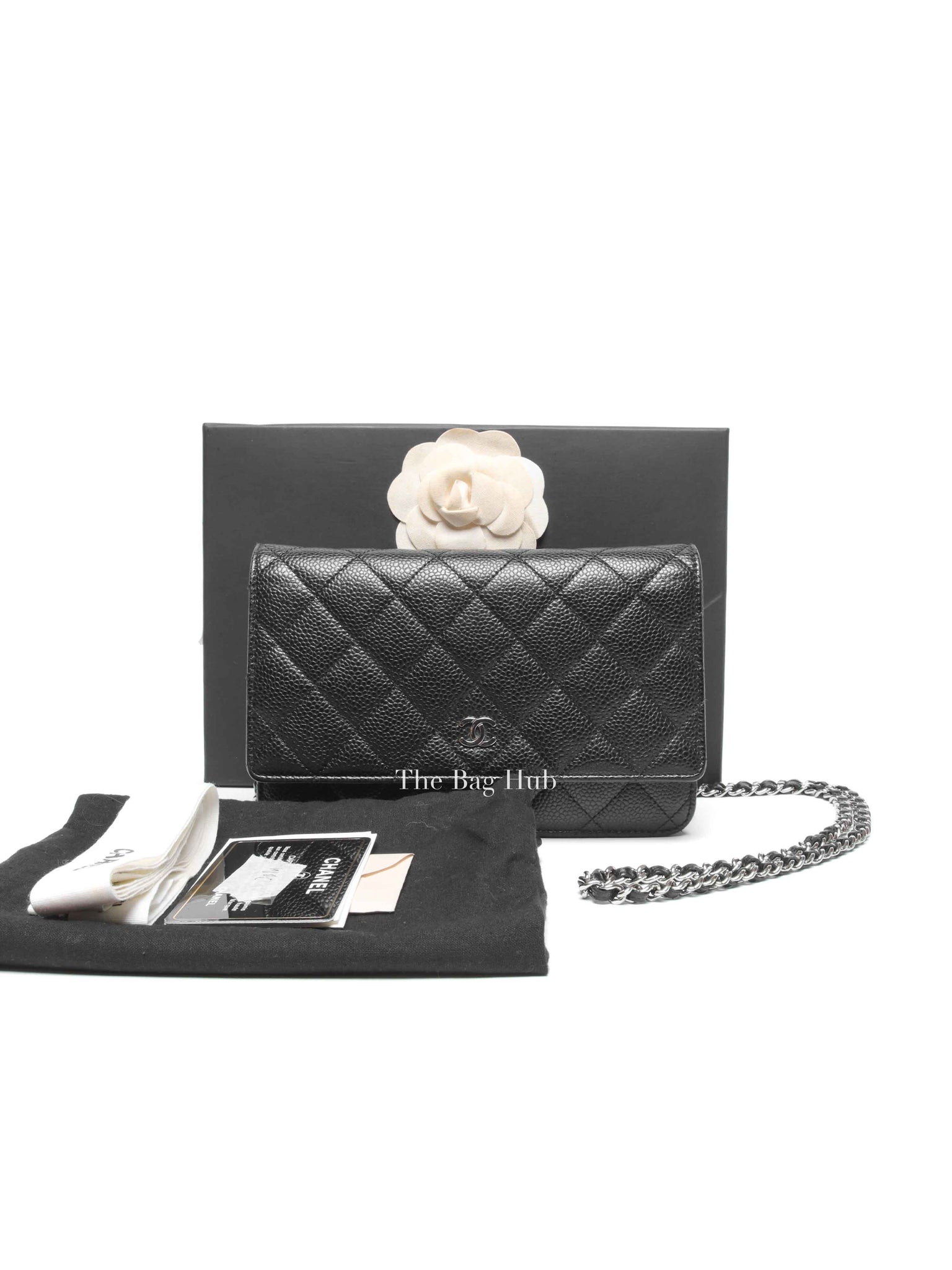 Chanel Black Caviar Quilted Wallet On Chain SHW