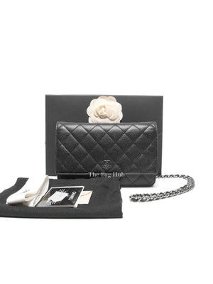 Chanel Black Caviar Quilted Wallet On Chain SHW