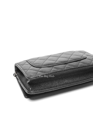 Chanel Black Caviar Quilted Wallet On Chain SHW