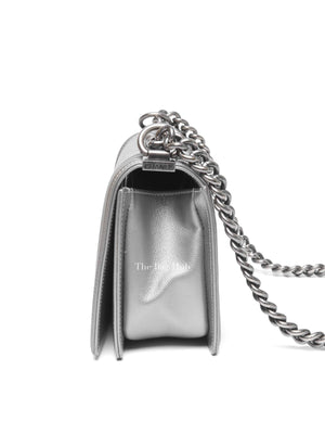 Chanel Silver Caviar Quilted Le Boy Medium Bag RHW
