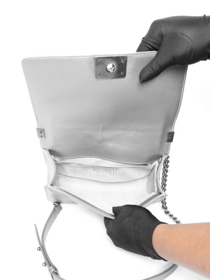 Chanel Silver Caviar Quilted Le Boy Medium Bag RHW