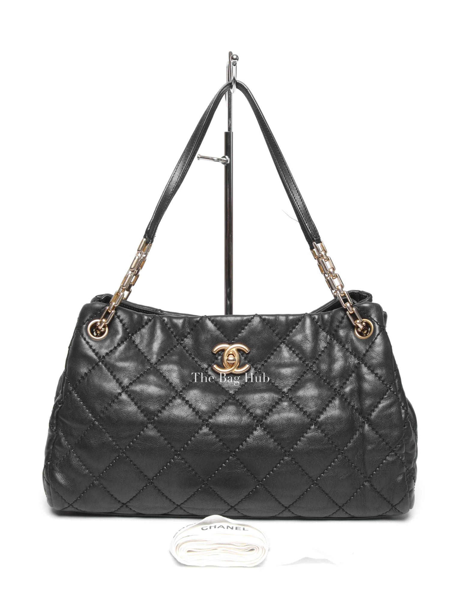 Chanel Black Quilted Leather Retro Chain Tote Bag GHW