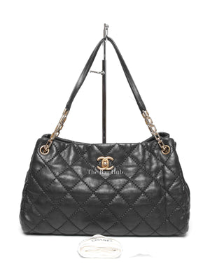 Chanel Black Quilted Leather Retro Chain Tote Bag GHW