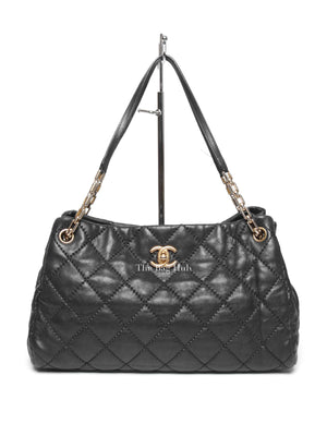 Chanel Black Quilted Leather Retro Chain Tote Bag GHW