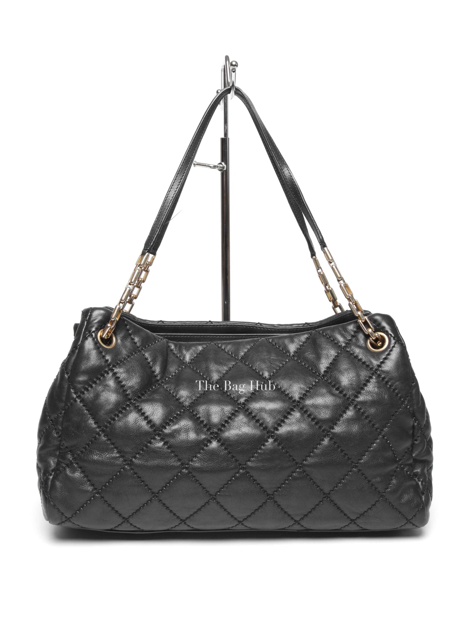 Chanel Black Quilted Leather Retro Chain Tote Bag GHW
