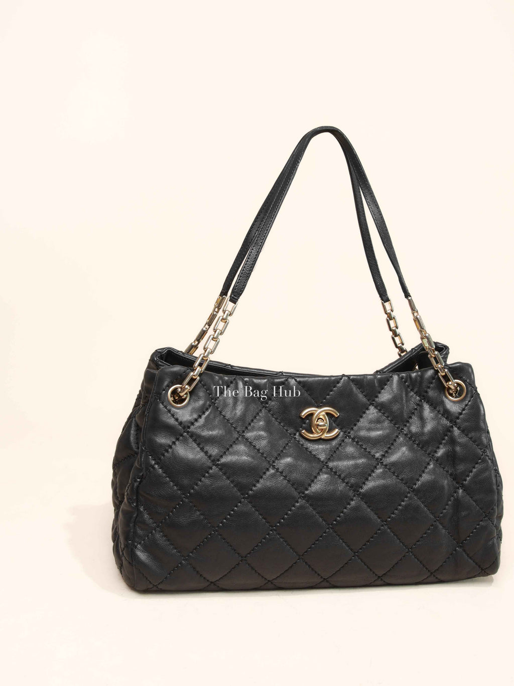 Chanel Black Quilted Leather Retro Chain Tote Bag GHW