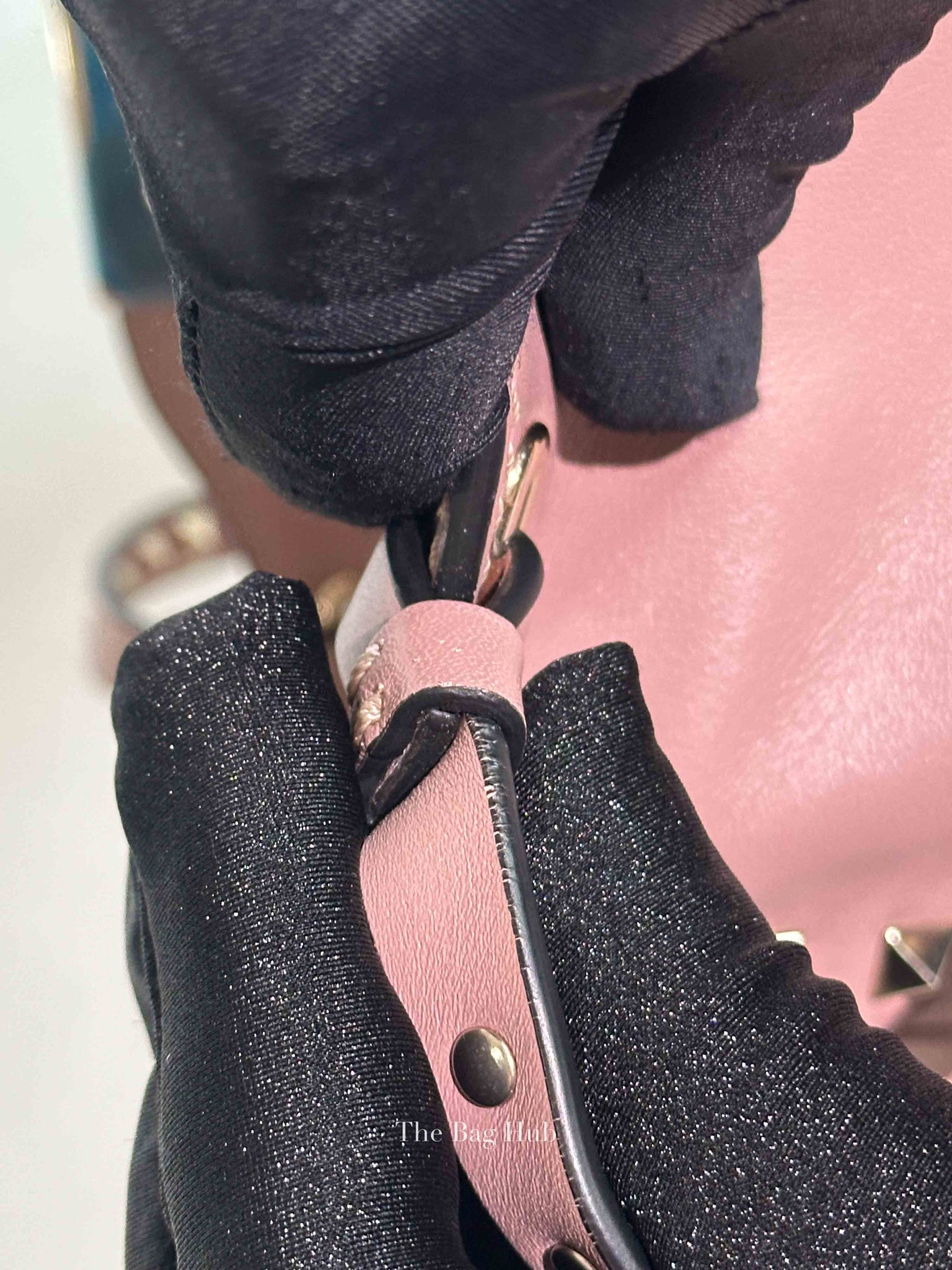Valentino Garavani Poudre Leather Rockstud Small Trapeze Bag GHW