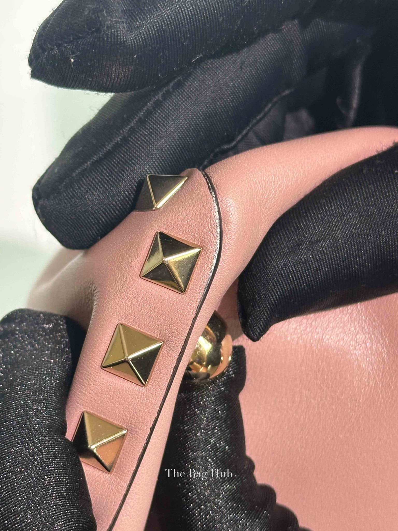 Valentino Garavani Poudre Leather Rockstud Small Trapeze Bag GHW
