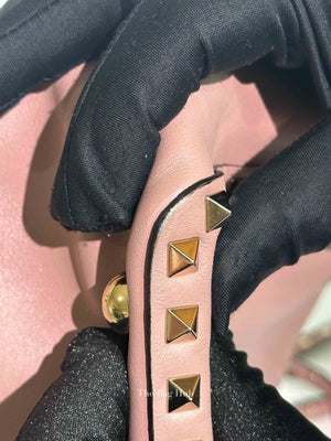 Valentino Garavani Poudre Leather Rockstud Small Trapeze Bag GHW