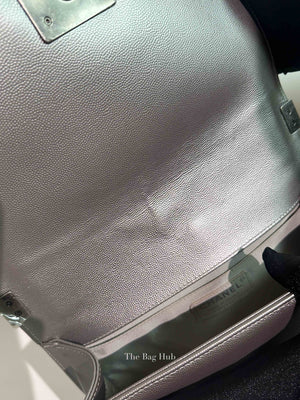 Chanel Silver Caviar Quilted Le Boy Medium Bag RHW