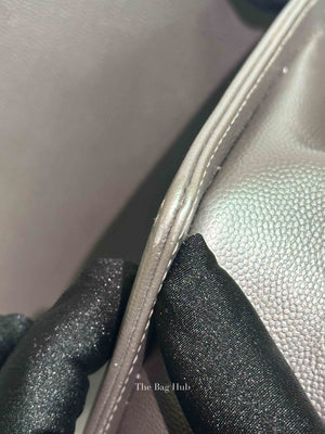 Chanel Silver Caviar Quilted Le Boy Medium Bag RHW