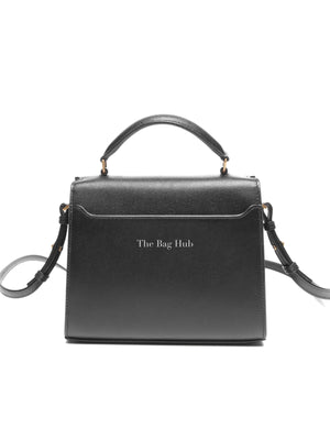 Saint Laurent Black Grain De Poudre Leather Mini Classic Monogram Cassandra Top Handle Bag