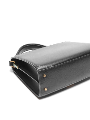 Saint Laurent Black Grain De Poudre Leather Mini Classic Monogram Cassandra Top Handle Bag