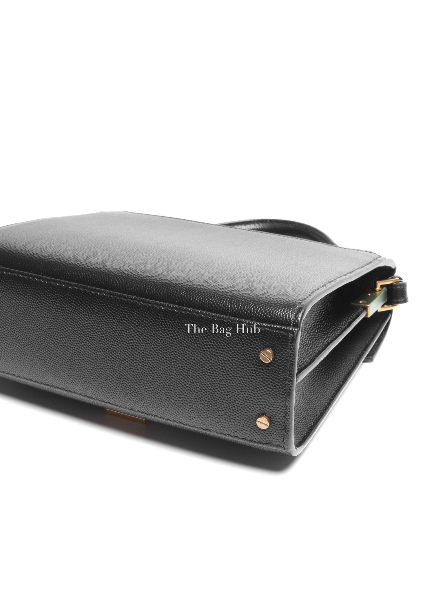 Saint Laurent Black Grain De Poudre Leather Mini Classic Monogram Cassandra Top Handle Bag