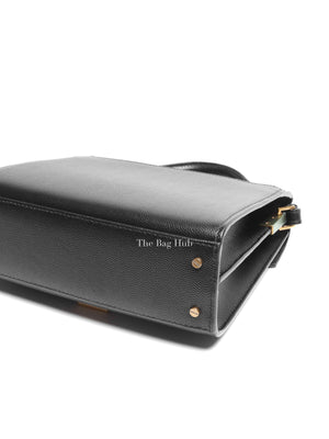 Saint Laurent Black Grain De Poudre Leather Mini Classic Monogram Cassandra Top Handle Bag
